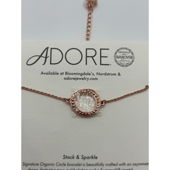 Adore Rose Gold Circle Bracelet Swarovski Crystal Stack & Sparkle NWT - Picture 6 of 6